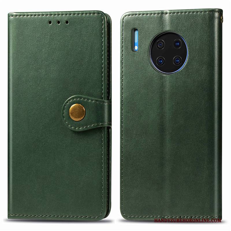 Hülle Huawei Mate 30 Folio Rot Einfarbig, Case Huawei Mate 30 Lederhülle Business Hängende Verzierungen