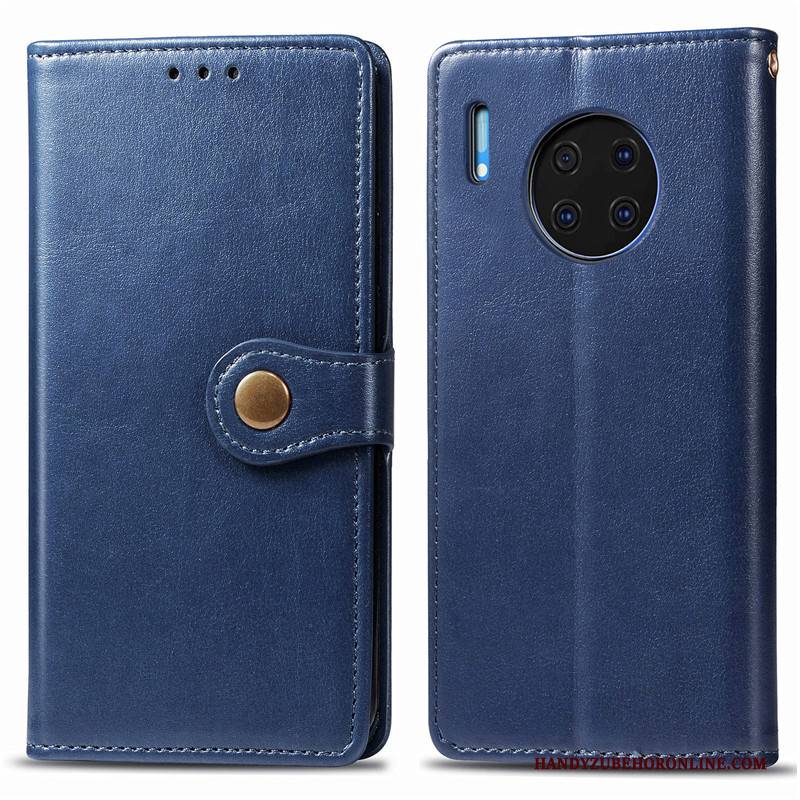 Hülle Huawei Mate 30 Folio Rot Einfarbig, Case Huawei Mate 30 Lederhülle Business Hängende Verzierungen