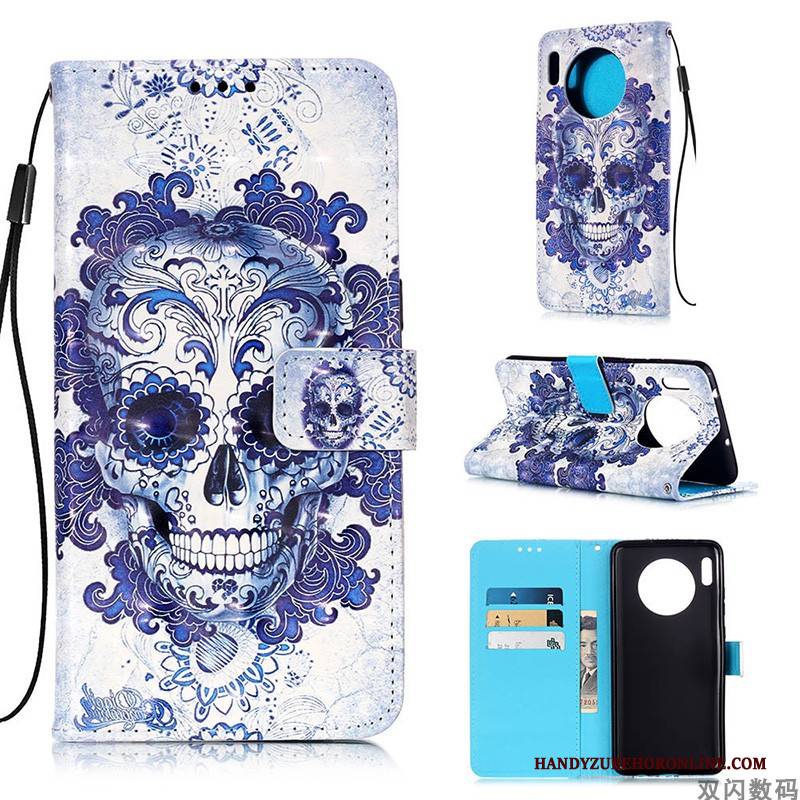 Hülle Huawei Mate 30 Pro Lederhülle Handyhüllen Weiß, Case Huawei Mate 30 Pro Folio Anti-sturz