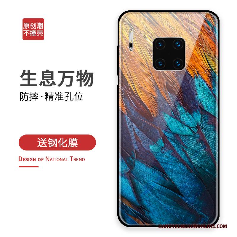 Hülle Huawei Mate 30 Rs Taschen Handyhüllen Glas, Case Huawei Mate 30 Rs Silikon Persönlichkeit Blau