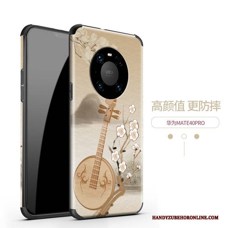 Hülle Huawei Mate 40 Pro Silikon Netto Rot Neu, Case Huawei Mate 40 Pro Weiche Muster Chinesische Art