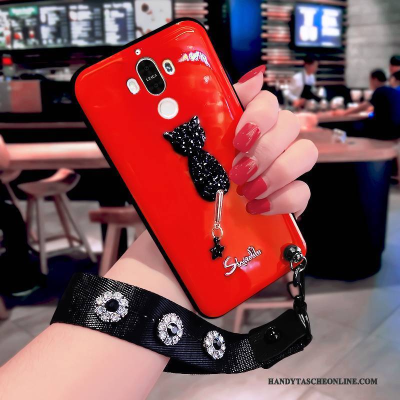 Hülle Huawei Mate 9 Weiche Rot Nette, Case Huawei Mate 9 Schutz Handyhüllen Schwarz