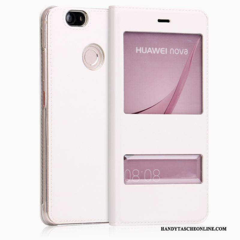 Hülle Huawei Nova Schutz Weinrot Handyhüllen, Case Huawei Nova Lederhülle Anti-sturz Hoch