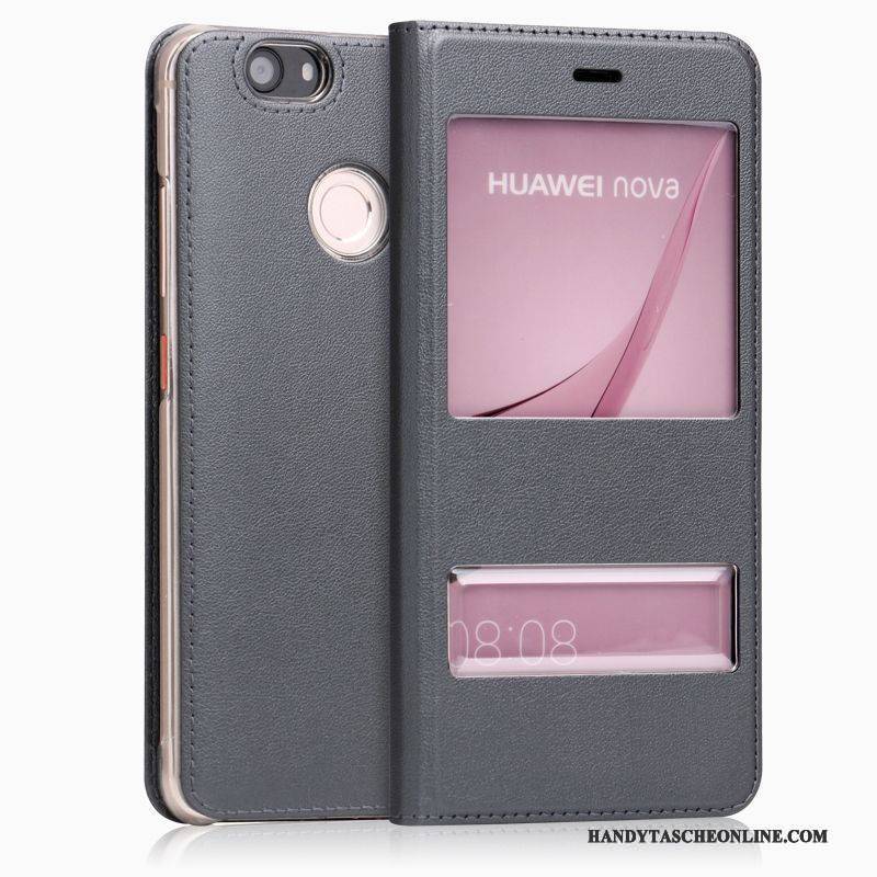 Hülle Huawei Nova Schutz Weinrot Handyhüllen, Case Huawei Nova Lederhülle Anti-sturz Hoch