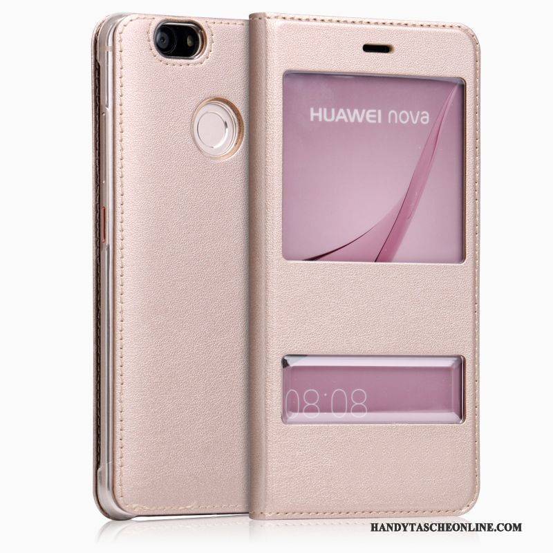 Hülle Huawei Nova Schutz Weinrot Handyhüllen, Case Huawei Nova Lederhülle Anti-sturz Hoch