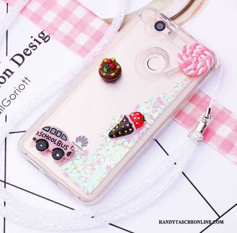 Hülle Huawei Nova Silikon Handyhüllen Hängende Verzierungen, Case Huawei Nova Karikatur Treibsand Gold
