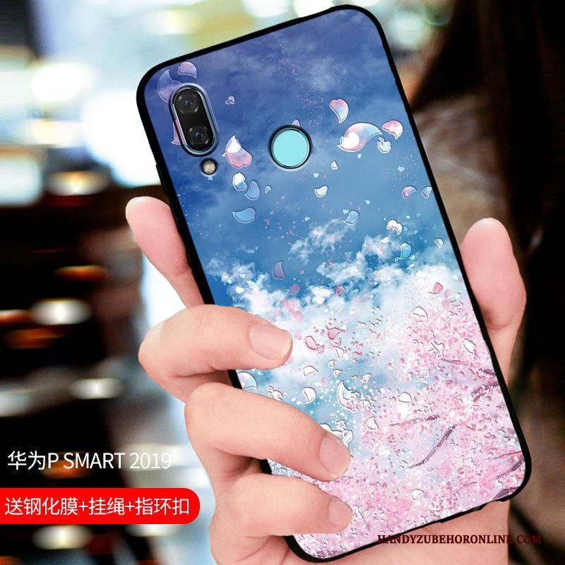 Hülle Huawei P Smart 2019 Taschen Blau Nubuck, Case Huawei P Smart 2019 Schutz Angepasst Handyhüllen