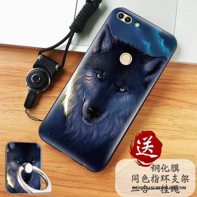 Hülle Huawei P Smart Taschen Anti-sturz Blau, Case Huawei P Smart Weiche Nubuck Handyhüllen