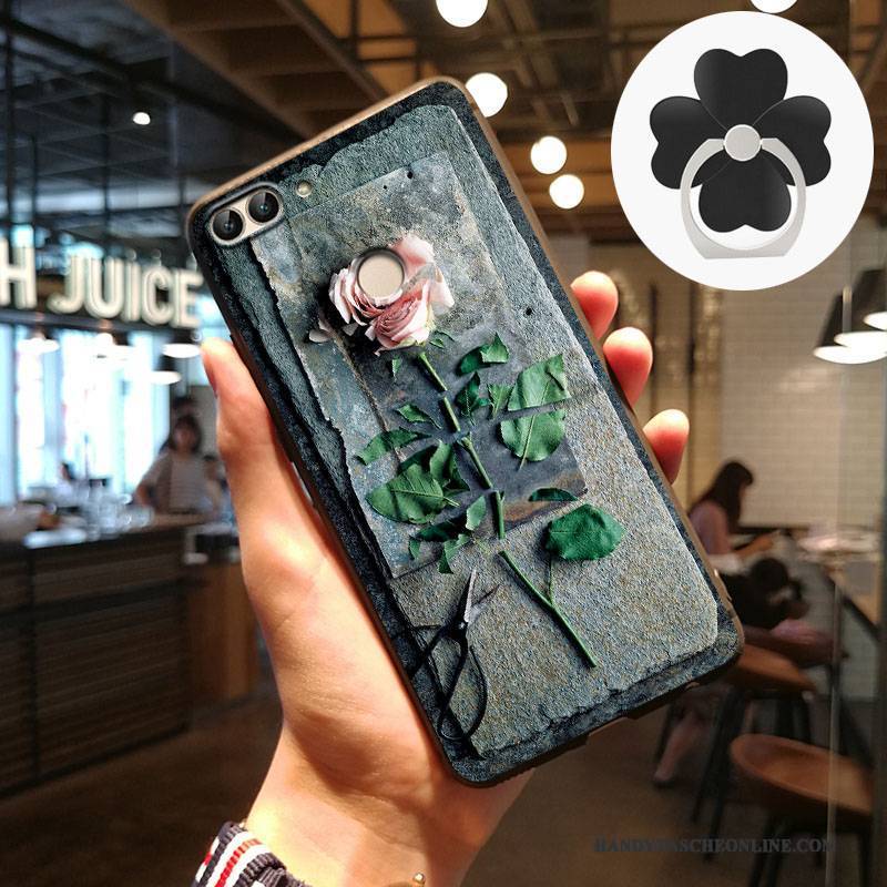 Hülle Huawei P Smart Weiche Anti-sturz Handyhüllen, Case Huawei P Smart Kreativ Schwarz Nubuck
