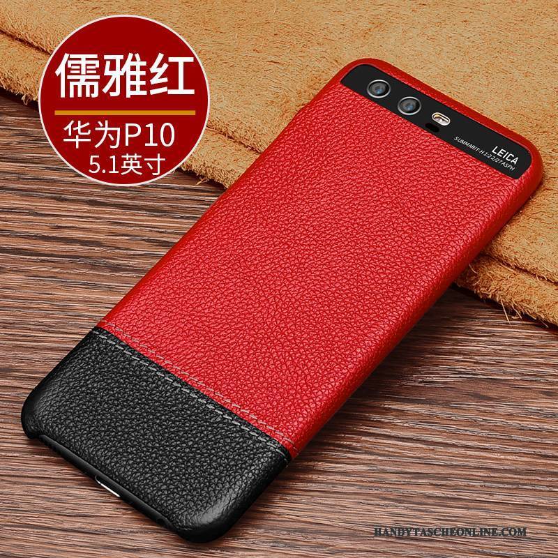 Hülle Huawei P10 Leder Freizeit Muster, Case Huawei P10 Schutz Kuh Business