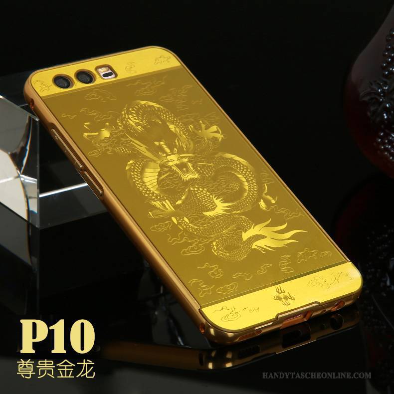 Hülle Huawei P10 Metall Grenze Anti-sturz, Case Huawei P10 Taschen Drachen Schwarz