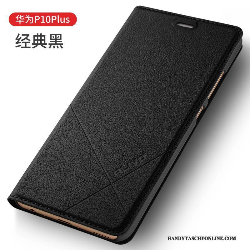 Hülle Huawei P10 Plus Folio Anti-sturz Handyhüllen, Case Huawei P10 Plus Lederhülle Schwarz