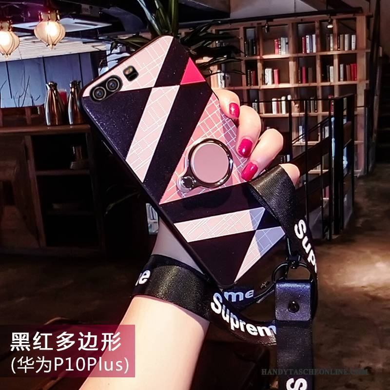 Hülle Huawei P10 Plus Halterung Netto Rot Anti-sturz, Case Huawei P10 Plus Taschen Handyhüllen Hängende Verzierungen