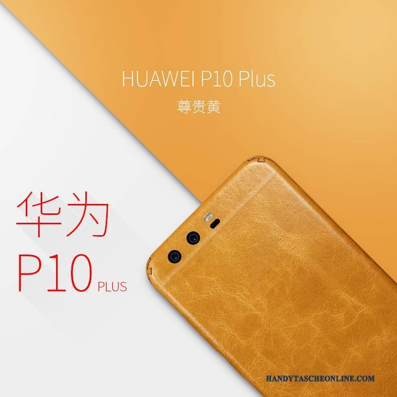 Hülle Huawei P10 Plus Lederhülle Handyhüllen Gelb, Case Huawei P10 Plus Schutz Membran Schlank