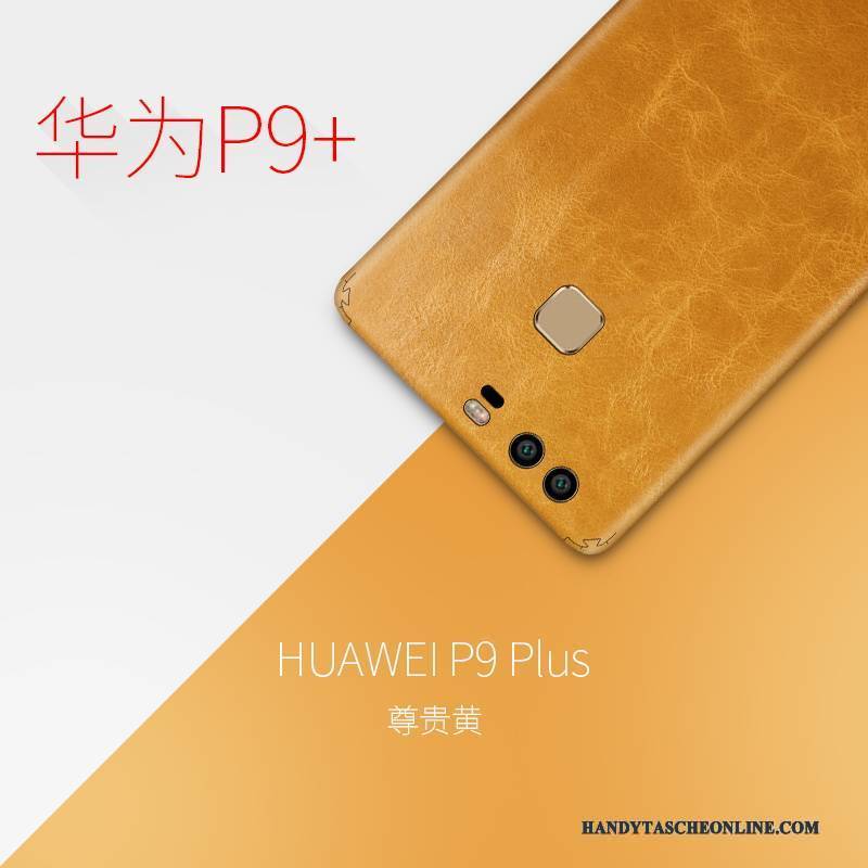 Hülle Huawei P10 Plus Lederhülle Handyhüllen Gelb, Case Huawei P10 Plus Schutz Membran Schlank