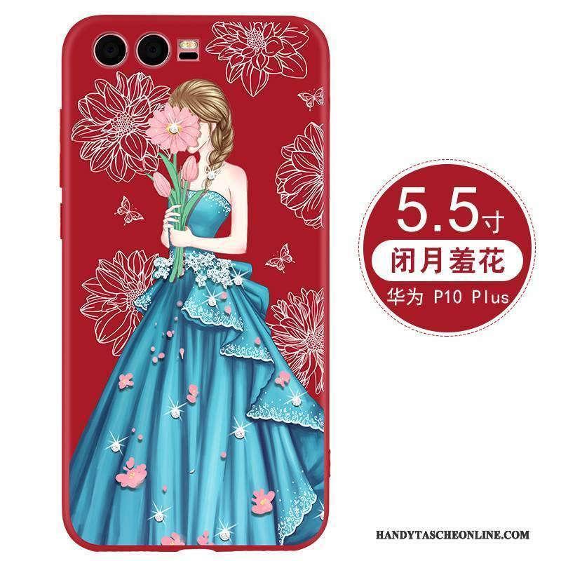Hülle Huawei P10 Plus Weiche Handyhüllen Persönlichkeit, Case Huawei P10 Plus Schutz Rot Trend