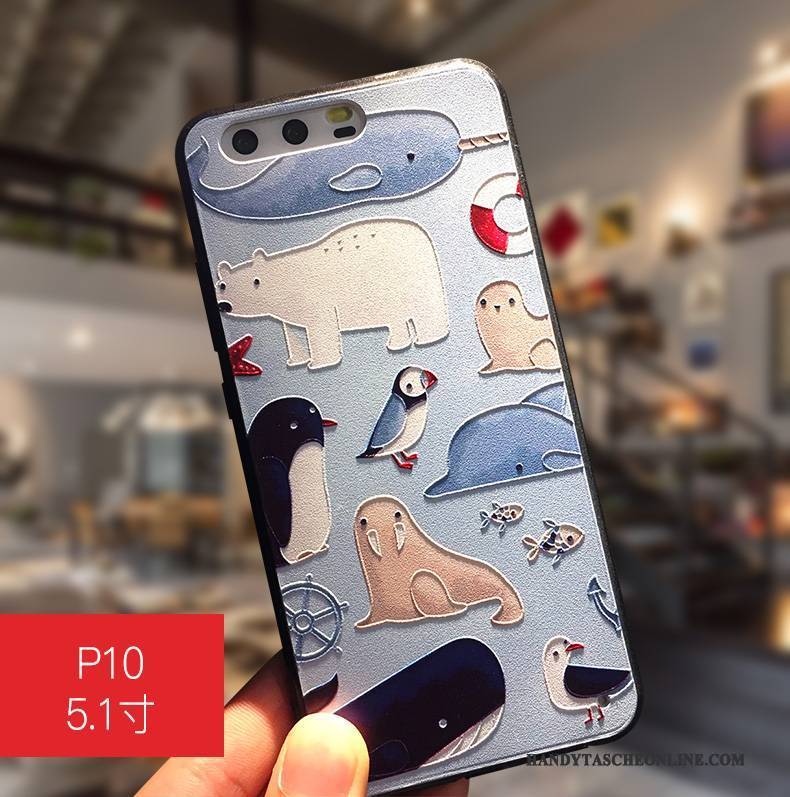 Hülle Huawei P10 Taschen Anti-sturz Hängende Verzierungen, Case Huawei P10 Schutz Blau Schwer