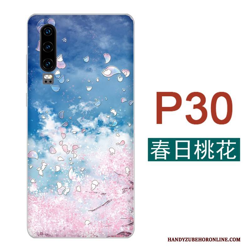 Hülle Huawei P30 Blau Frisch, Case Huawei P30 Wind Handbemalte
