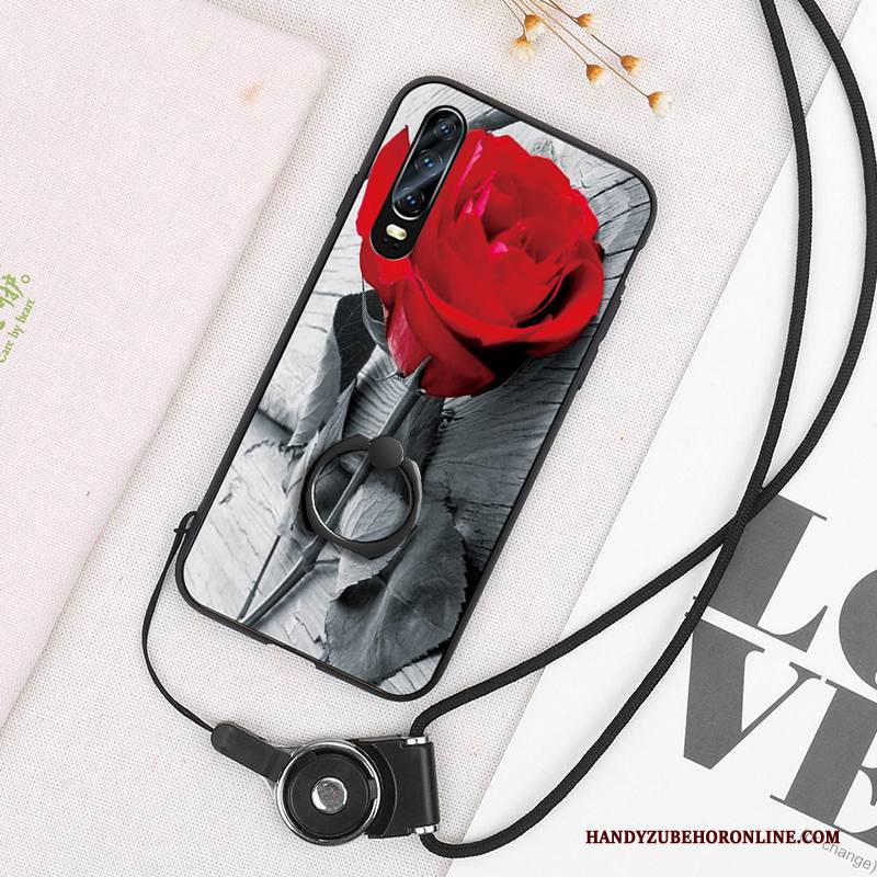 Hülle Huawei P30 Halterung Persönlichkeit Handyhüllen, Case Huawei P30 Prägung Grau Ring