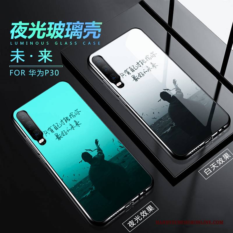 Hülle Huawei P30 Kreativ Trendmarke Spiegel, Case Huawei P30 Weiche Schwer Grün