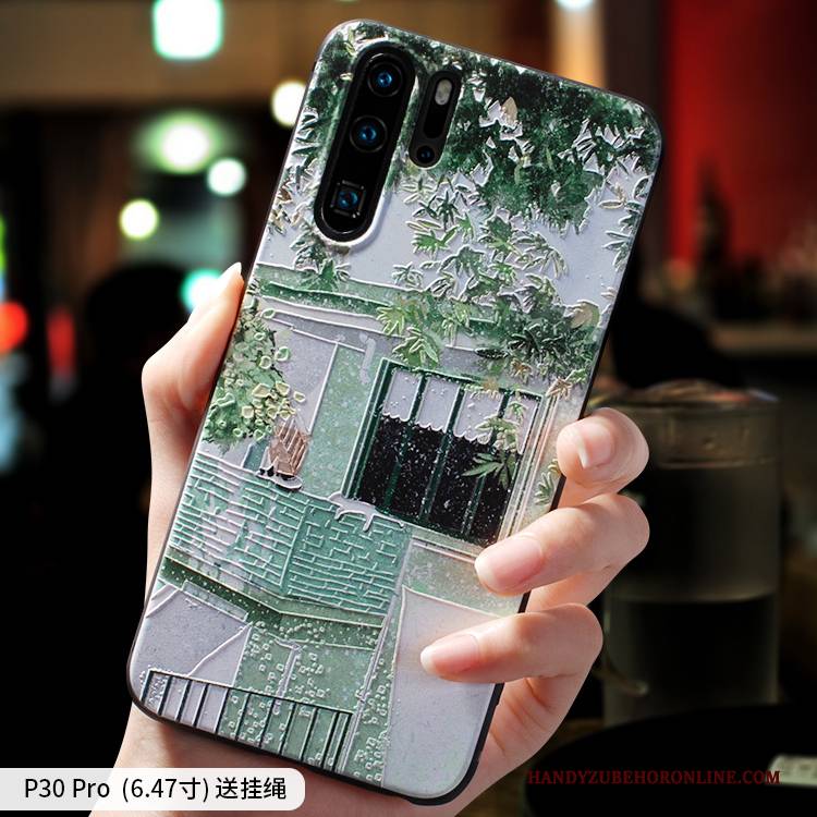 Hülle Huawei P30 Pro Schutz Grün Trendmarke, Case Huawei P30 Pro Weiche Nubuck Frisch