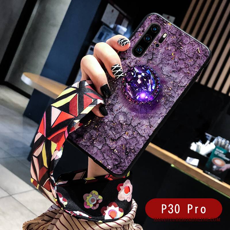 Hülle Huawei P30 Pro Silikon Handyhüllen Muster, Case Huawei P30 Pro Weiche Seide Lila