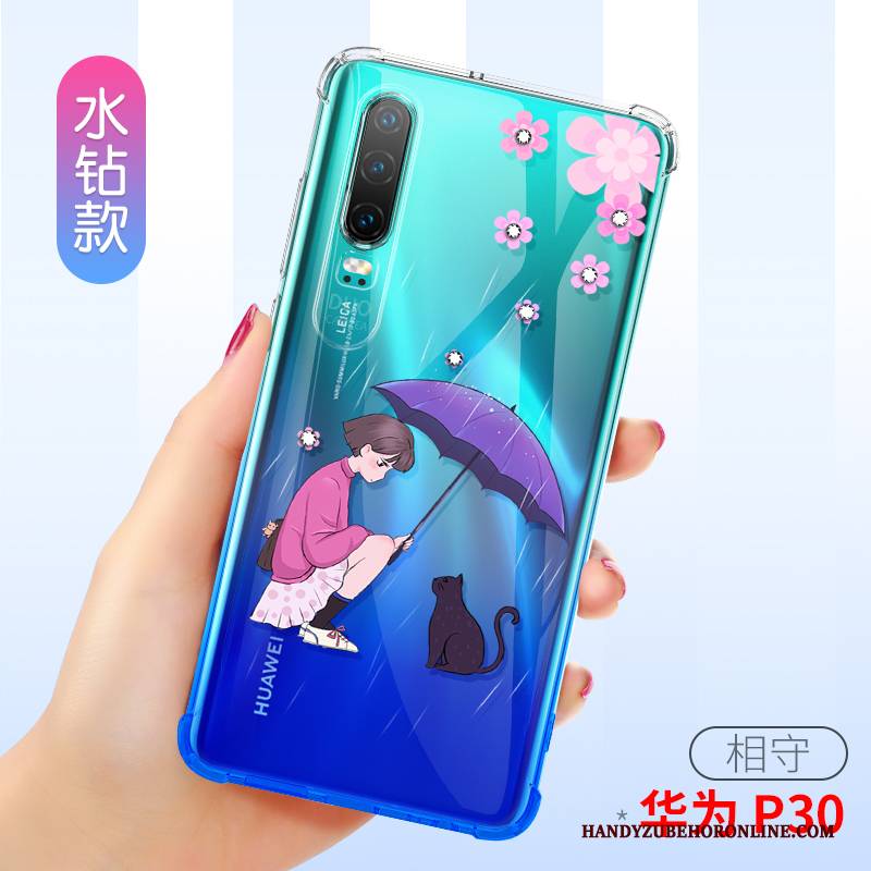Hülle Huawei P30 Weiche Rosa Ballon, Case Huawei P30 Schutz Schlank Transparent