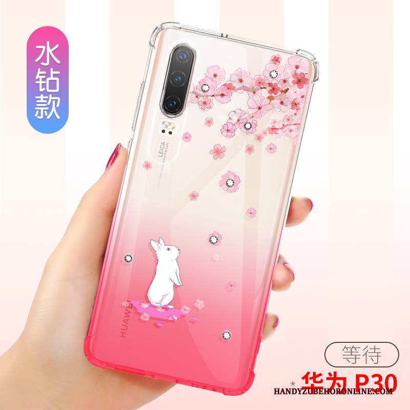 Hülle Huawei P30 Weiche Rosa Ballon, Case Huawei P30 Schutz Schlank Transparent