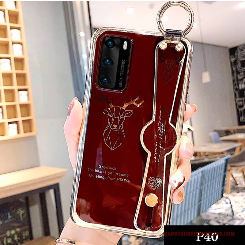 Hülle Huawei P40 Karikatur Anti-sturz Netto Rot, Case Huawei P40 Schutz Peau De Daim Handyhüllen