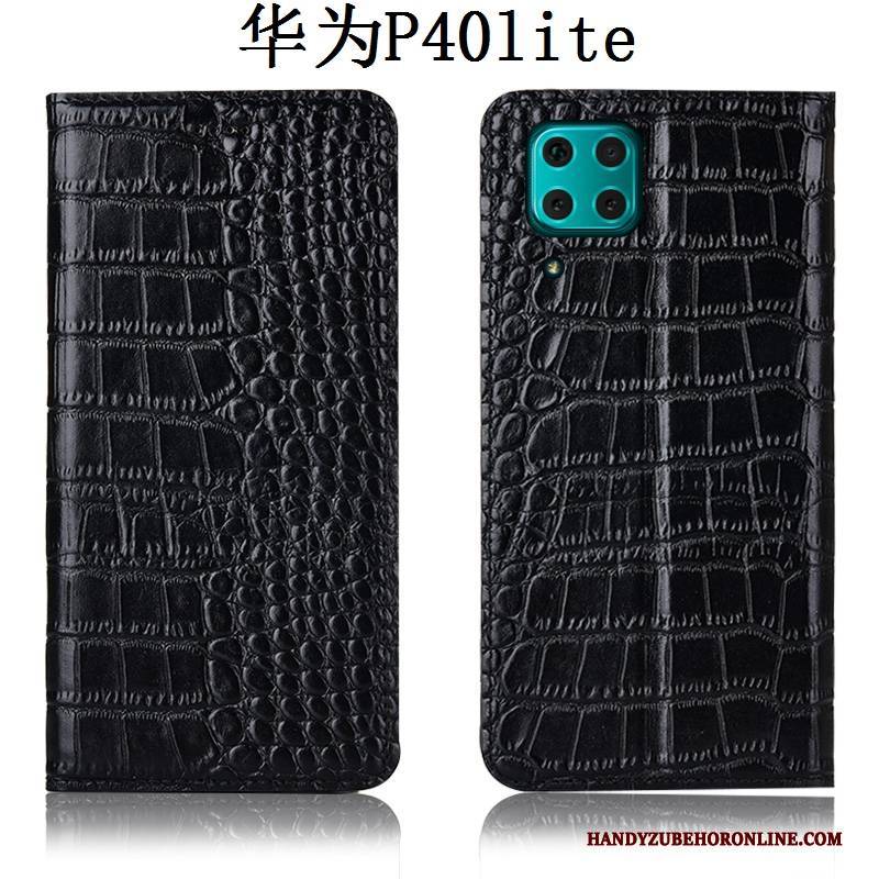 Hülle Huawei P40 Lite Folio Krokodilmuster Handyhüllen, Case Huawei P40 Lite Lederhülle
