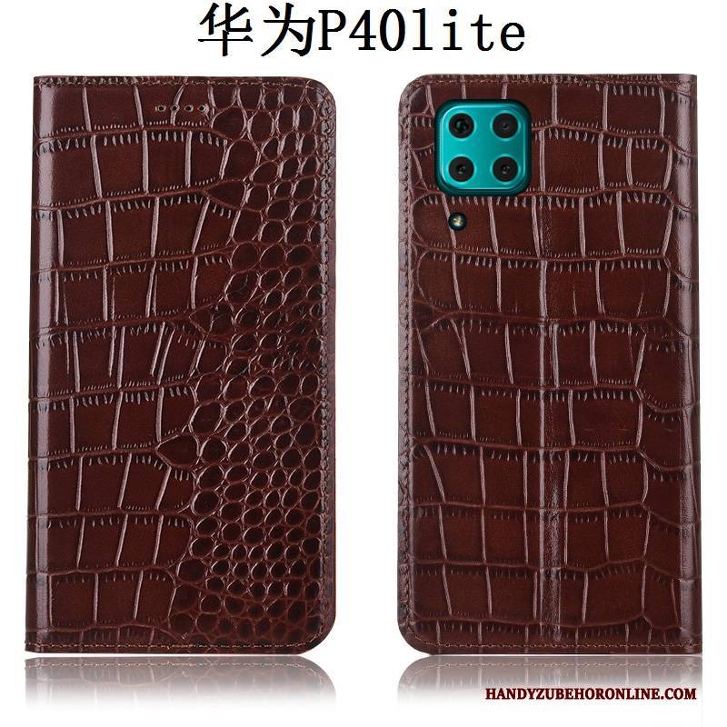 Hülle Huawei P40 Lite Folio Krokodilmuster Handyhüllen, Case Huawei P40 Lite Lederhülle