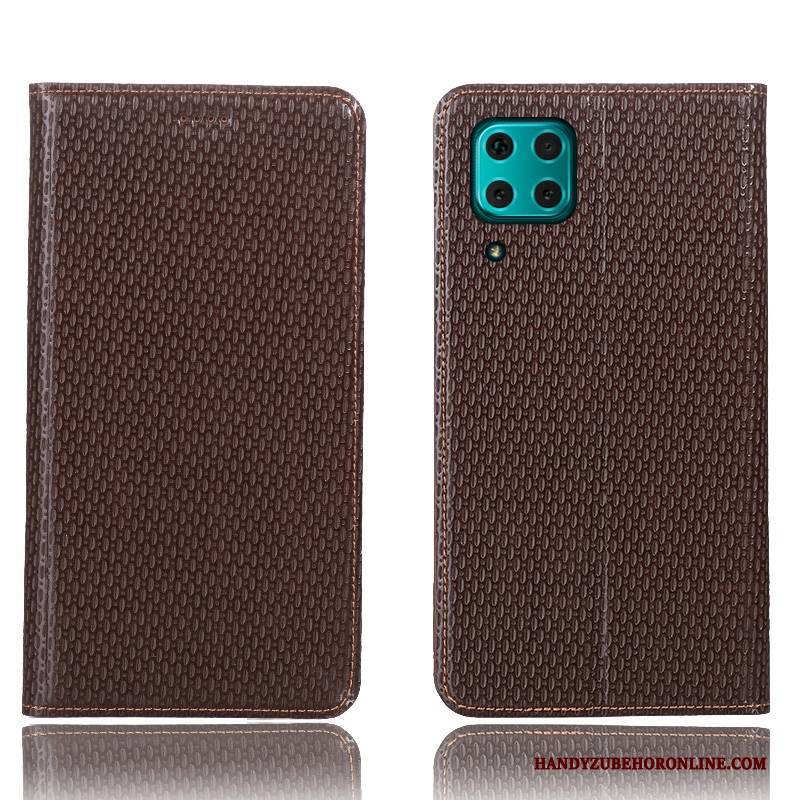 Hülle Huawei P40 Lite Lederhülle Muster Handyhüllen, Case Huawei P40 Lite Folio Schwarz