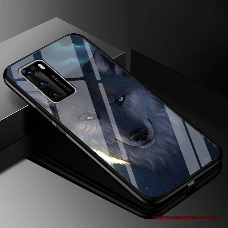 Hülle Huawei P40 Taschen Persönlichkeit Handyhüllen, Case Huawei P40 Schutz Netto Rot Glas