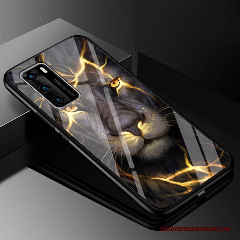 Hülle Huawei P40 Taschen Persönlichkeit Handyhüllen, Case Huawei P40 Schutz Netto Rot Glas