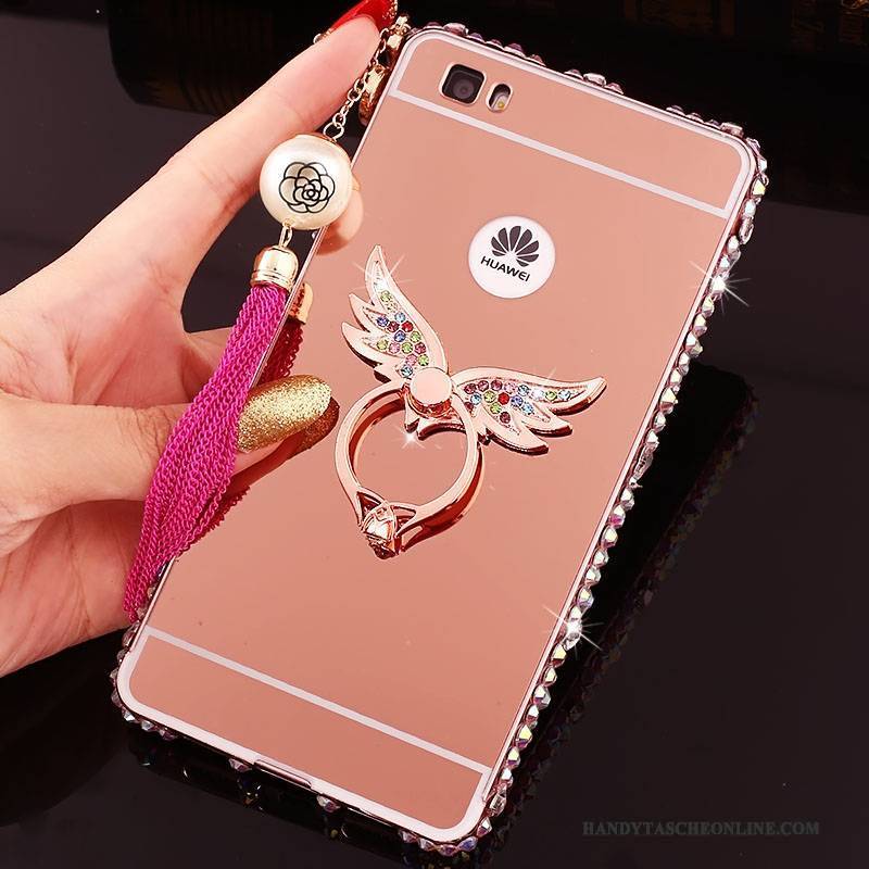 Hülle Huawei P8 Lite Metall Rosa Mini, Case Huawei P8 Lite Spiegel Hintere Abdeckung