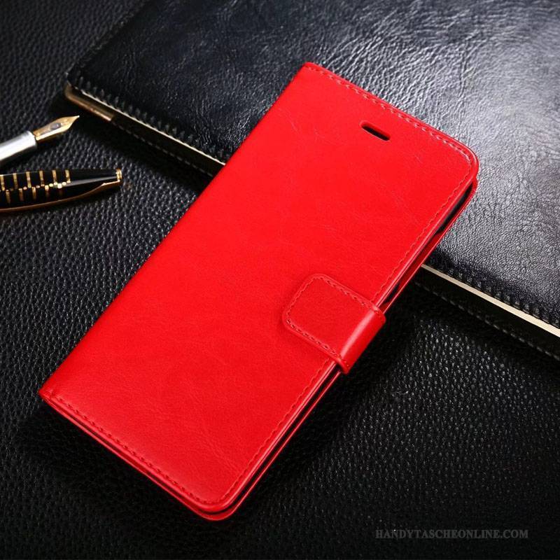 Hülle Huawei P9 Leder Handyhüllen Rot, Case Huawei P9 Folio Anti-sturz