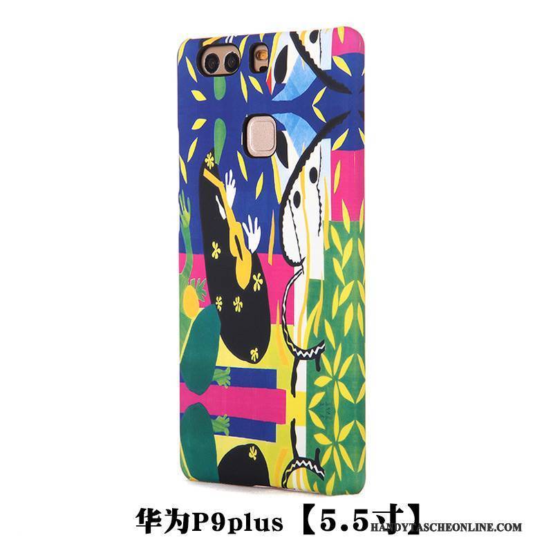 Hülle Huawei P9 Plus Prägung Pfingstrose Blumen, Case Huawei P9 Plus Schutz Nubuck Trend