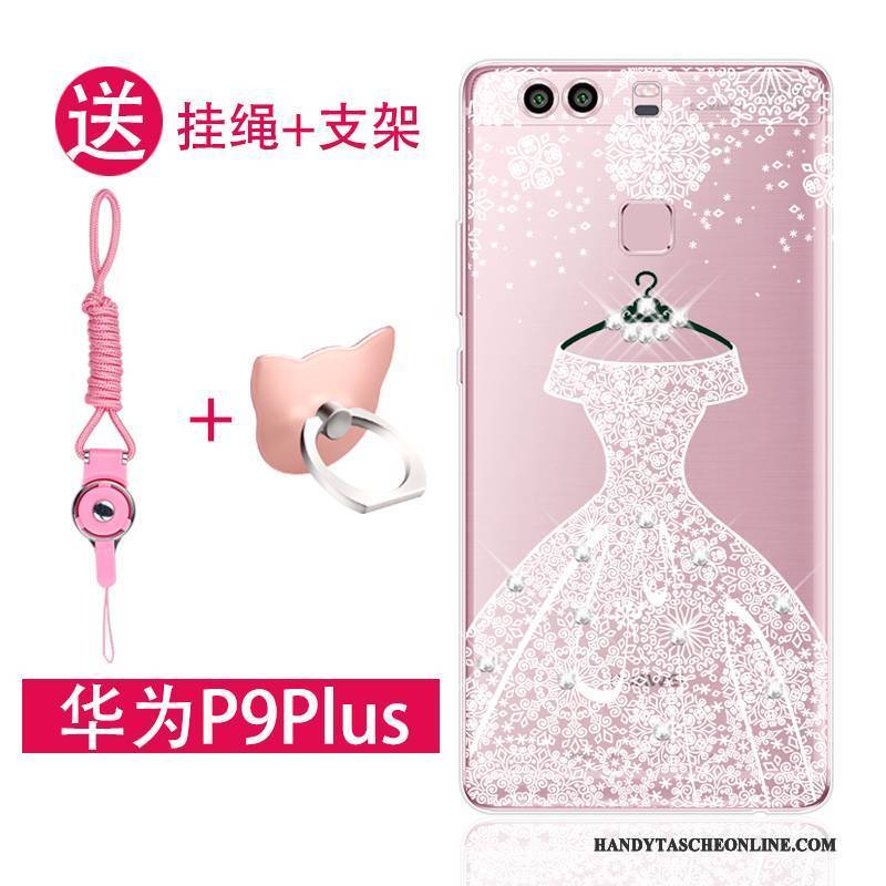 Hülle Huawei P9 Plus Taschen Anti-sturz Rosa, Case Huawei P9 Plus Silikon Hängende Verzierungen Handyhüllen