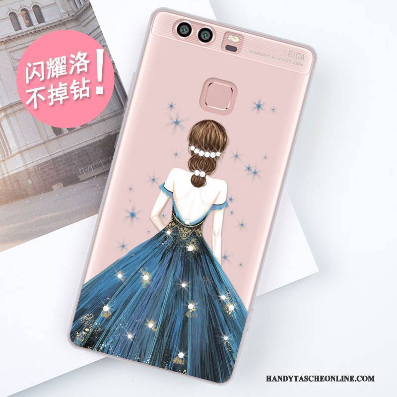 Hülle Huawei P9 Silikon Anti-sturz Blau, Case Huawei P9 Taschen Handyhüllen Persönlichkeit