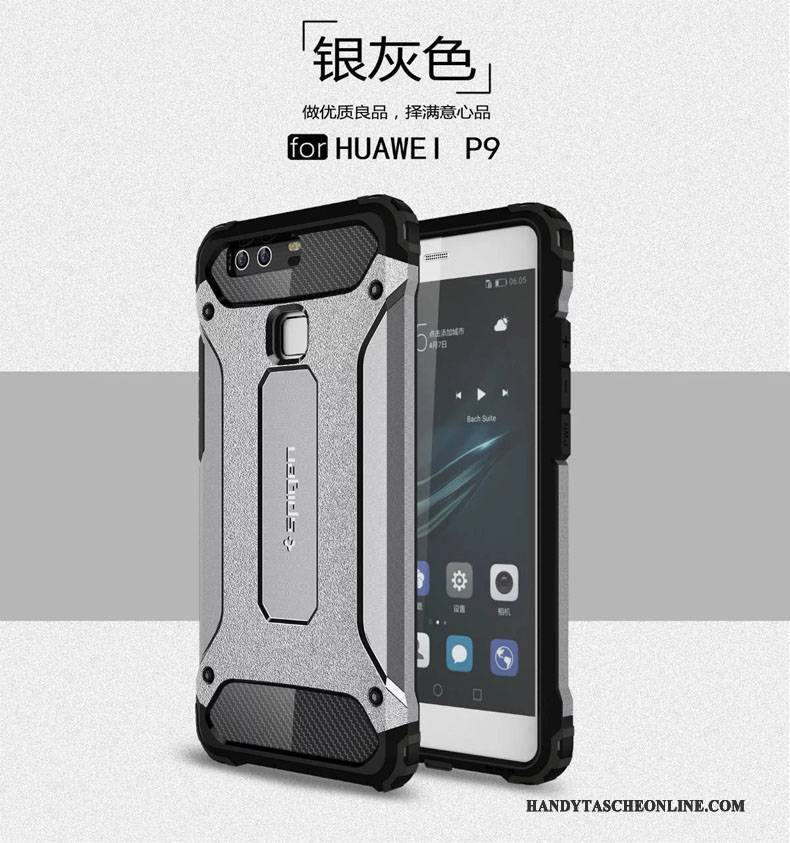 Hülle Huawei P9 Taschen Silber Ballon, Case Huawei P9 Metall Drei Verteidigungen Anti-sturz