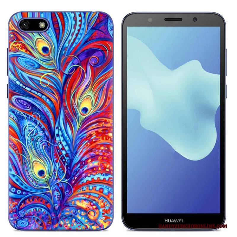 Hülle Huawei Y5 2018 Schutz Persönlichkeit Handyhüllen, Case Huawei Y5 2018 Karikatur Trend Blau
