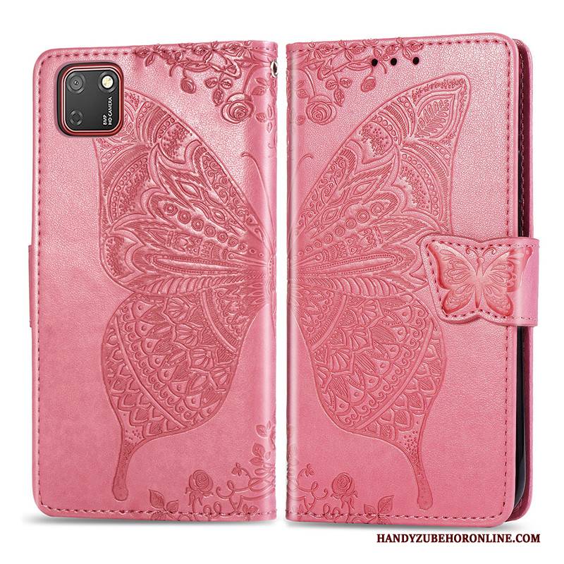 Hülle Huawei Y5p Schutz Handyhüllen Hängende Verzierungen, Case Huawei Y5p Leder Blumen Lila