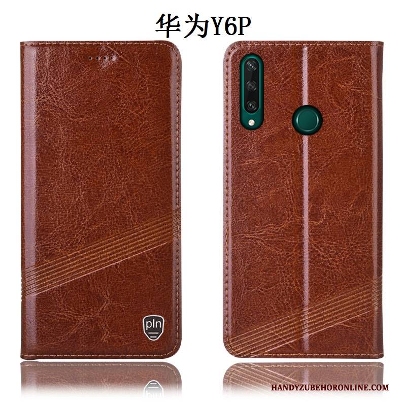Hülle Huawei Y6p Folio Handyhüllen Anti-sturz, Case Huawei Y6p Leder
