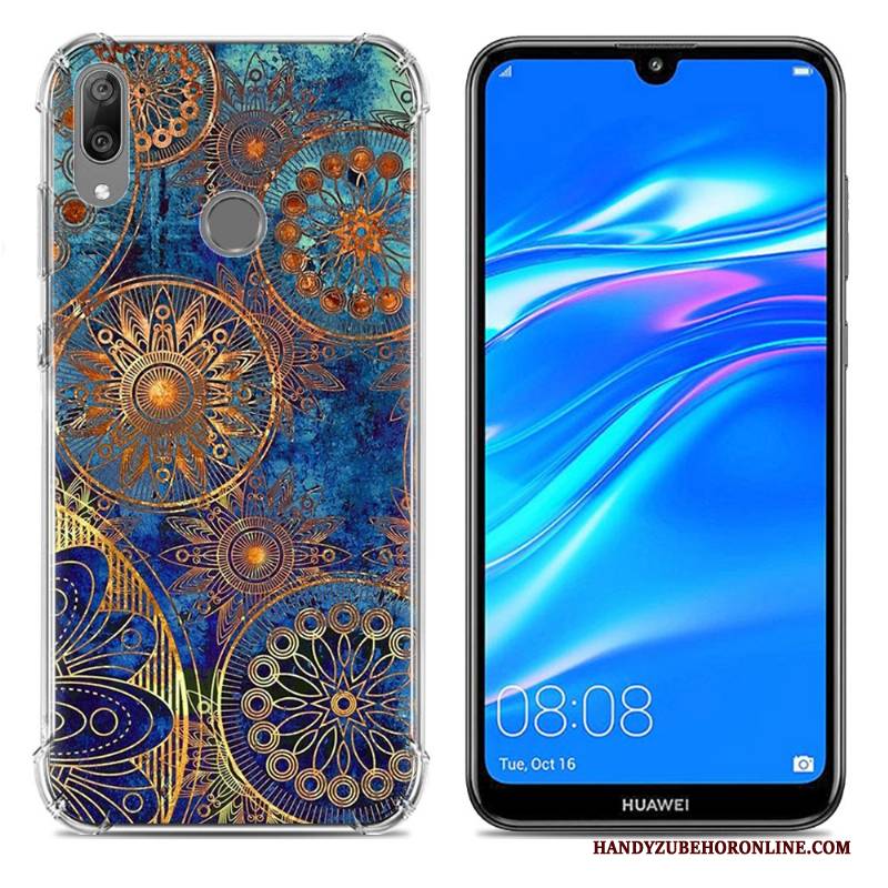 Hülle Huawei Y7 2019 Kreativ Ballon Blau, Case Huawei Y7 2019 Weiche Trend Anti-sturz