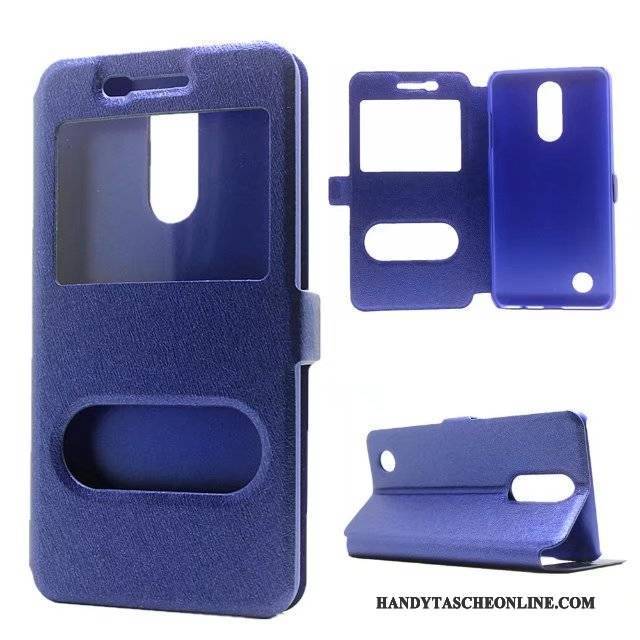 Hülle Lg K4 2017 Lederhülle Blau Anti-sturz, Case Lg K4 2017 Folio Handyhüllen