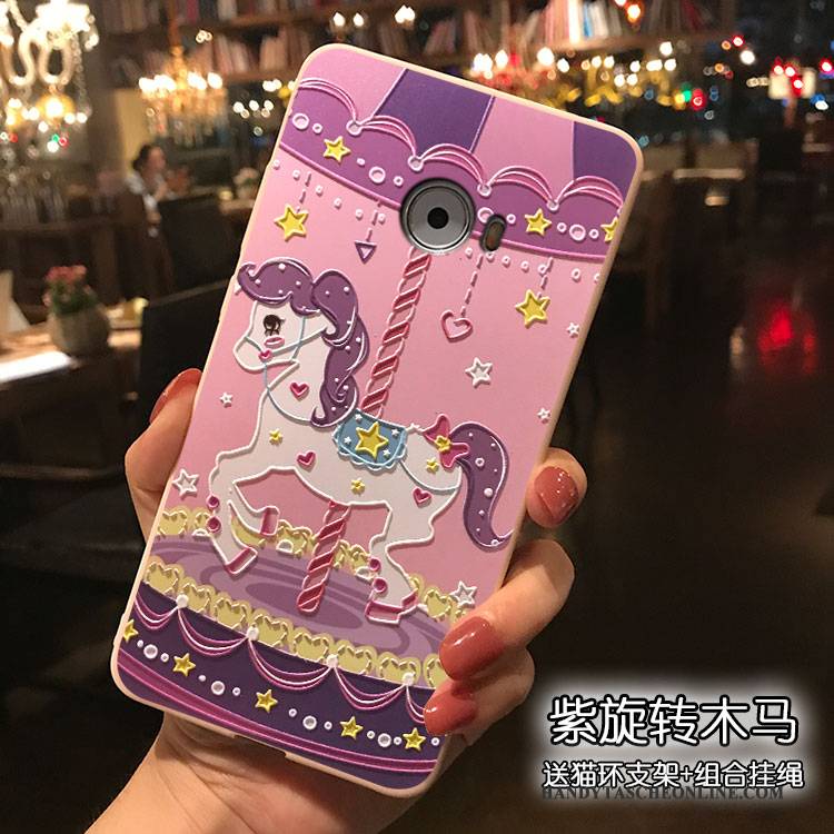 Hülle Mi Note 2 Karikatur Handyhüllen Lila, Case Mi Note 2 Taschen Nubuck Hängende Verzierungen