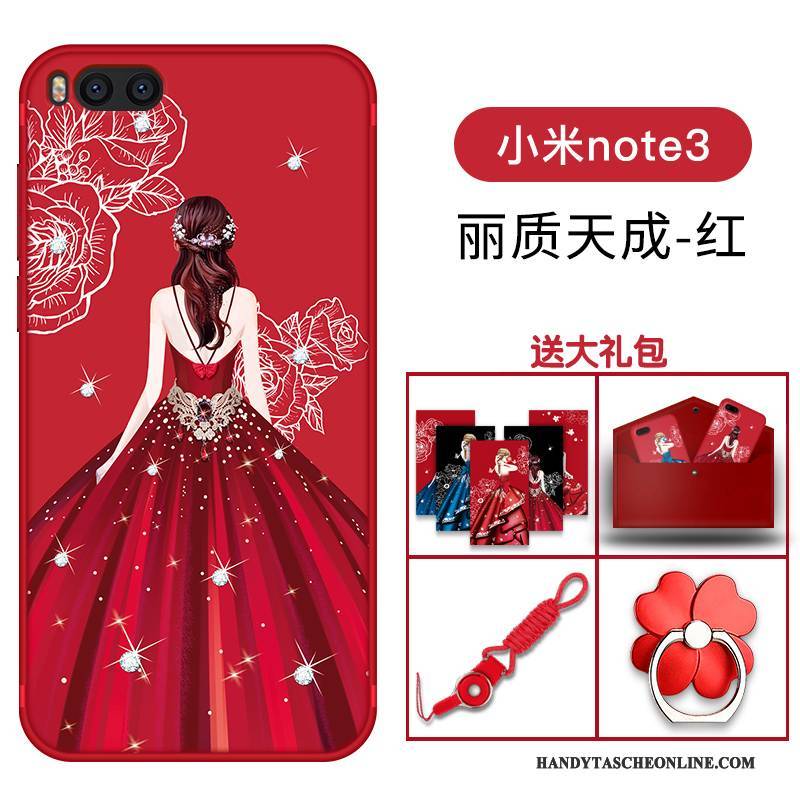 Hülle Mi Note 3 Schutz Hängende Verzierungen Rot, Case Mi Note 3 Taschen Handyhüllen Persönlichkeit