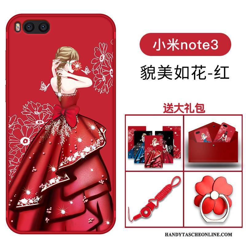 Hülle Mi Note 3 Schutz Hängende Verzierungen Rot, Case Mi Note 3 Taschen Handyhüllen Persönlichkeit