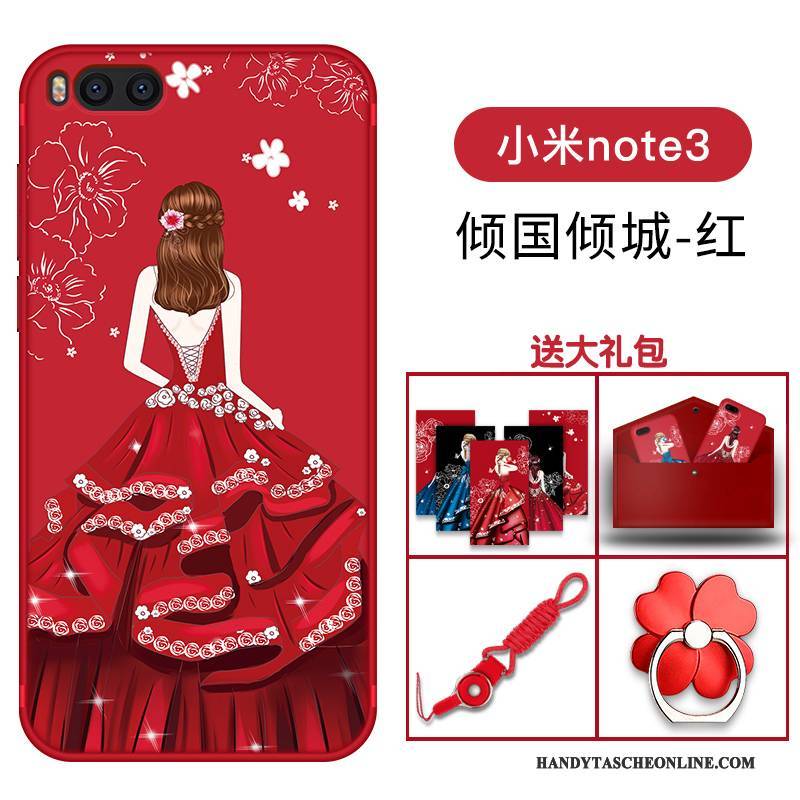 Hülle Mi Note 3 Schutz Hängende Verzierungen Rot, Case Mi Note 3 Taschen Handyhüllen Persönlichkeit