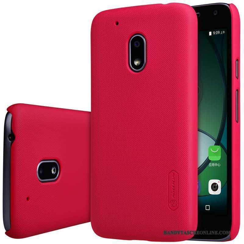 Hülle Moto G4 Play Schutz Rot Gold, Case Moto G4 Play Handyhüllen Nubuck